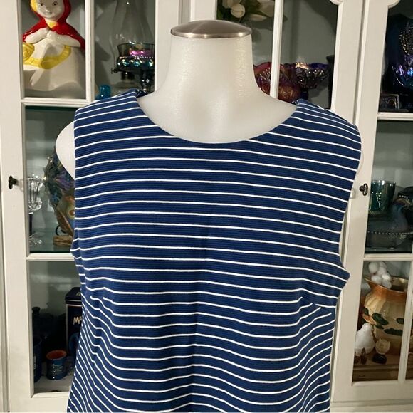 Banana Republic Blue & White Striped Sleeveless Top Top Sz Small - Picture 2 of 8